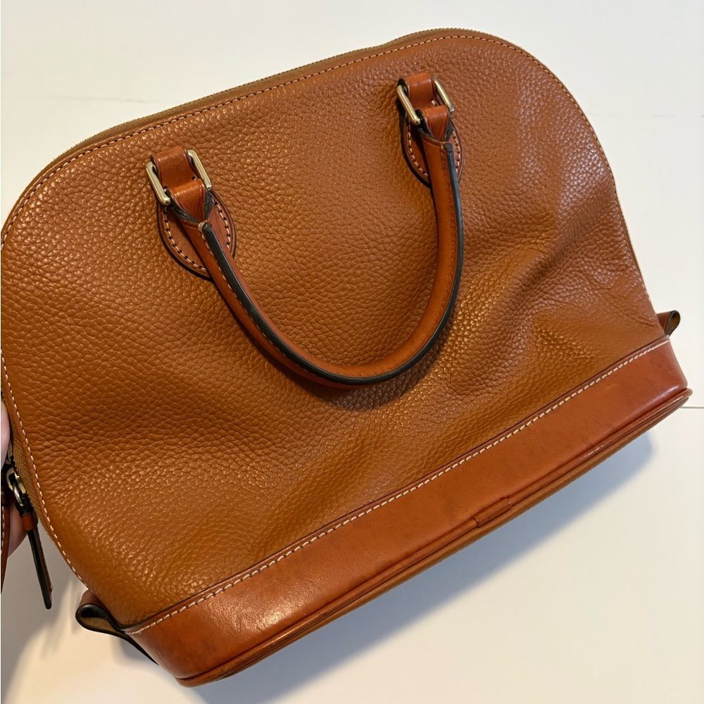 Dooney & Bourke Zip Top Brown Pebble Leather Satchel Purse - Picture 3 of 8